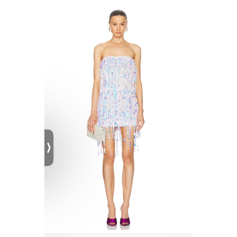 RETROFETE Shira Sequin Fringe Crochet Dress - Optic White / XS/S NWT - Picture 7 of 9